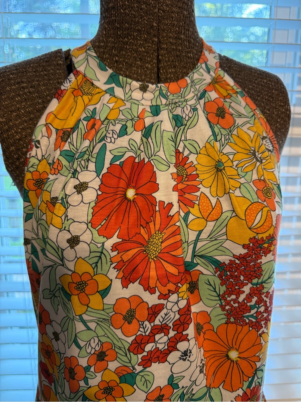 Ash Bright Floral Halter Camisole in Orange, Yellow & Green